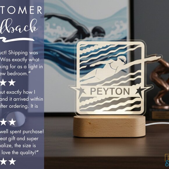 Swimmer Night Light – Personalized LED Lamp for Swim Enthusiasts - Picture 7 of 8